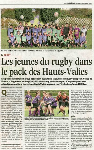 Edition papier - M13 et M15 du Rugby Club Metz Moselle au 7ième tournoi des Hauts-Valies de Lille